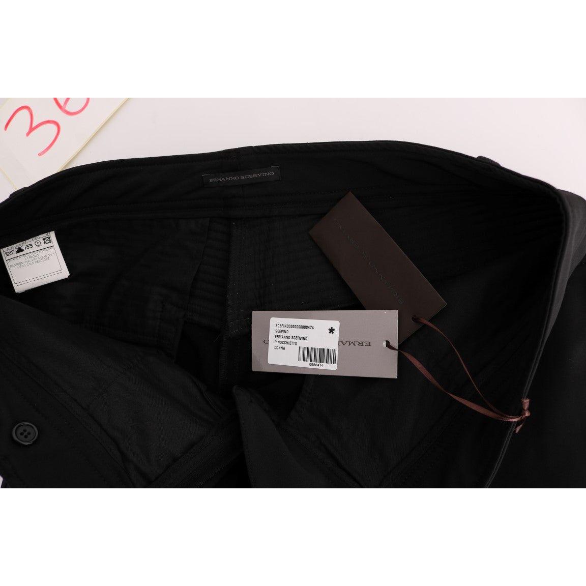 Ermanno Scervino Sleek Black Cotton Slim Fit Pants Jeans & Pants Ermanno Scervino Light Gray