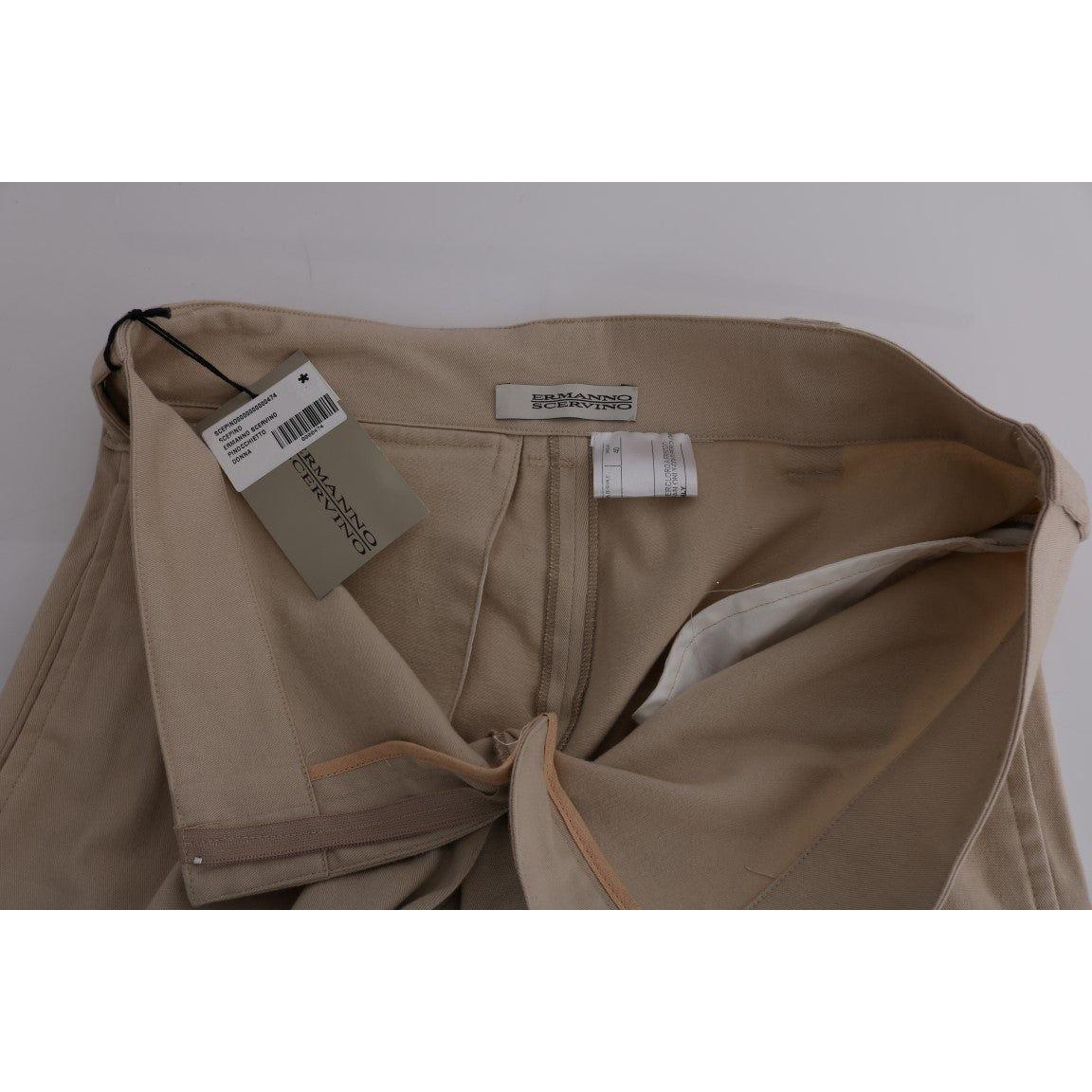 Ermanno Scervino Chic Beige Cropped Pants - Regular Fit Elegance Jeans & Pants Ermanno Scervino Dark Olive Green