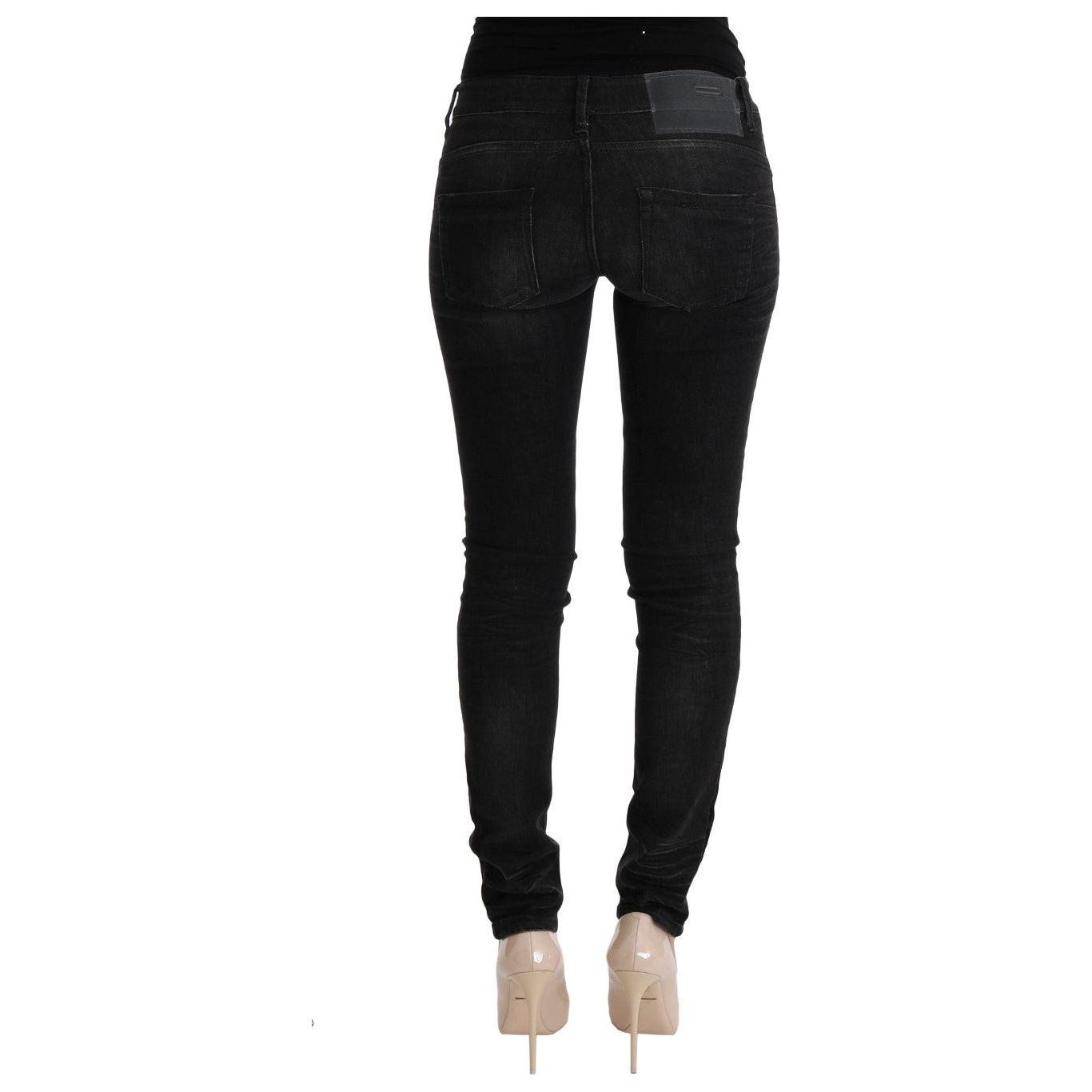 Acht Chic Slim Fit Black Cotton Jeans Jeans & Pants Acht Black