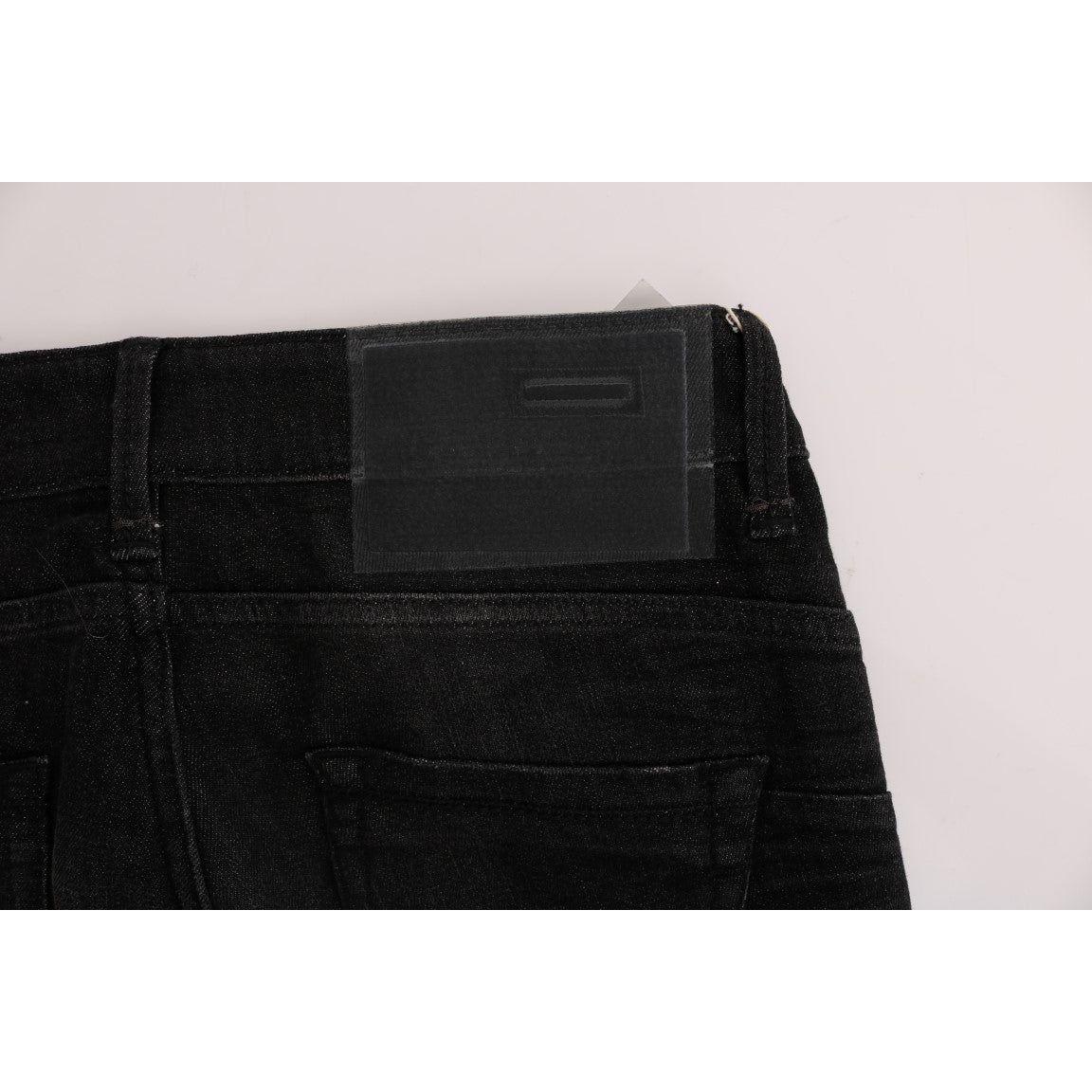 Acht Chic Slim Fit Black Cotton Jeans Jeans & Pants Acht Black