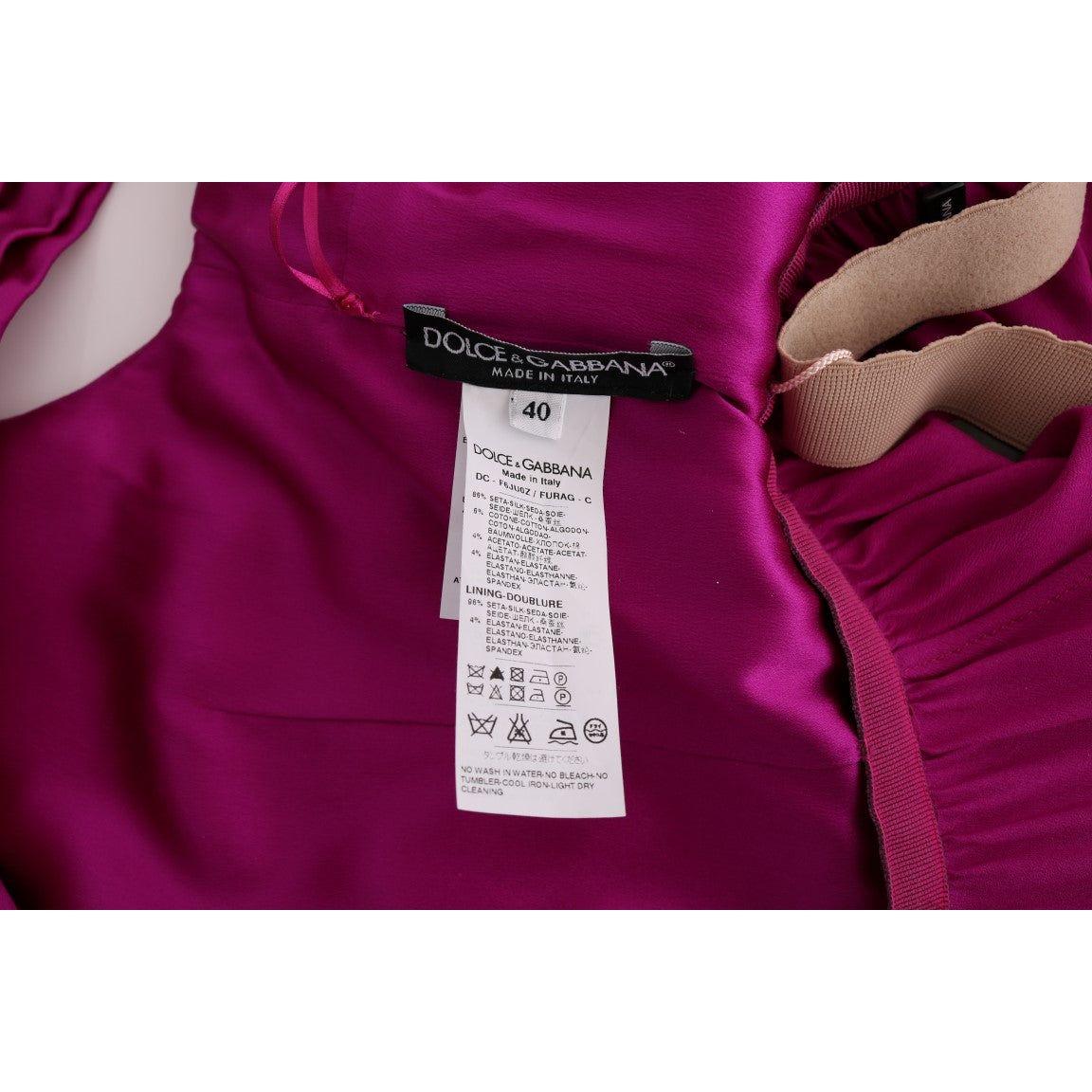 Dolce & Gabbana Elegant Pink Silk Gown Dress Dolce & Gabbana Dark Red