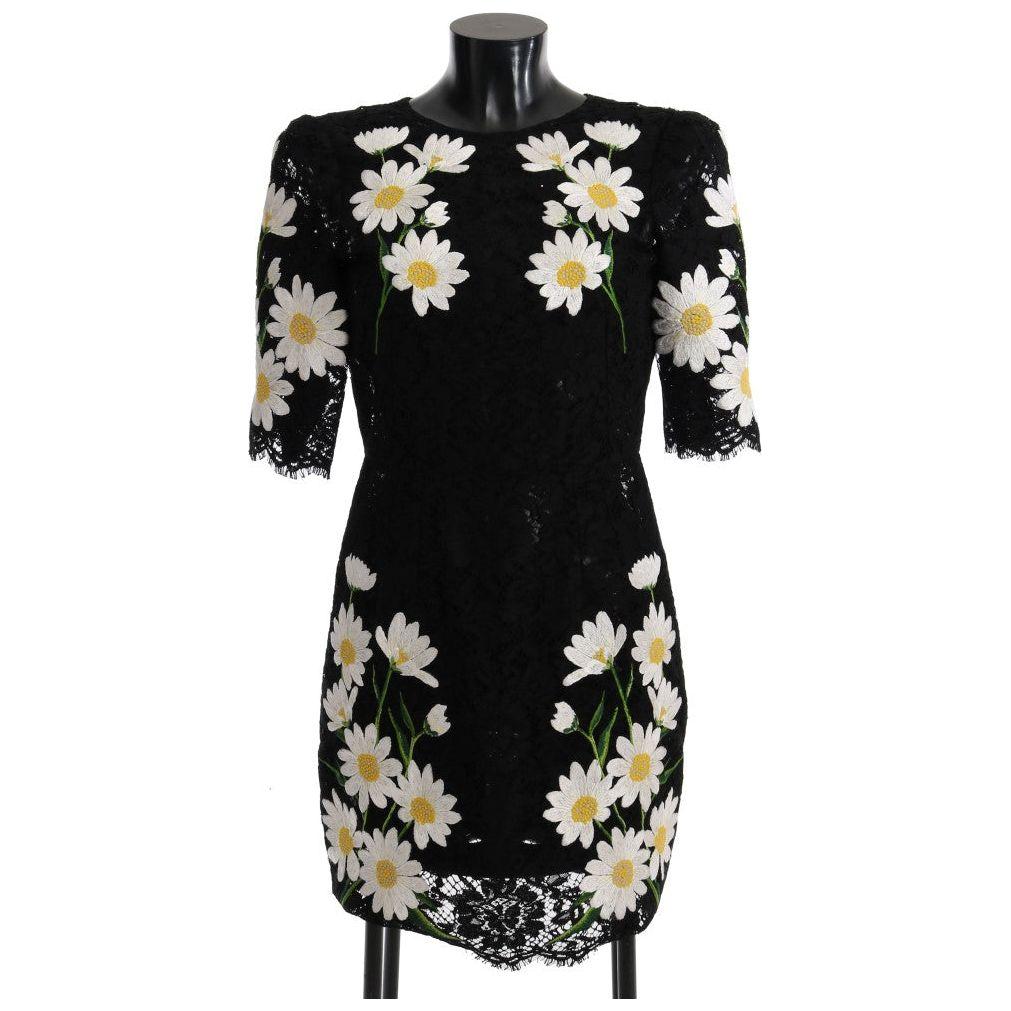 Dolce & Gabbana Black Floral Lace Chamomile Embroidered Dress Dolce & Gabbana Black