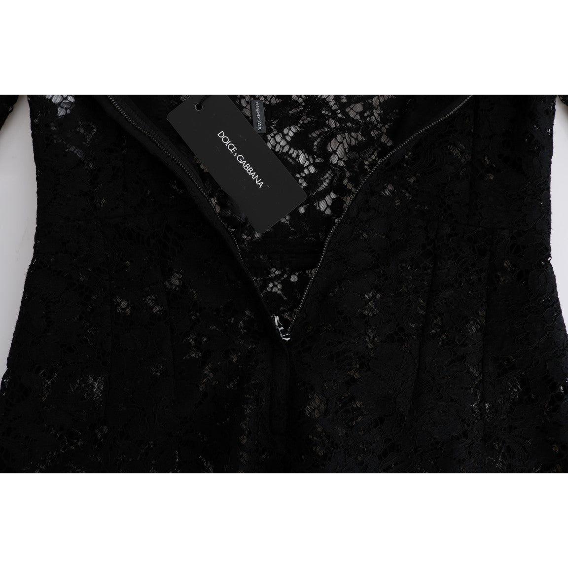 Dolce & Gabbana Black Floral Lace Chamomile Embroidered Dress Dolce & Gabbana Black