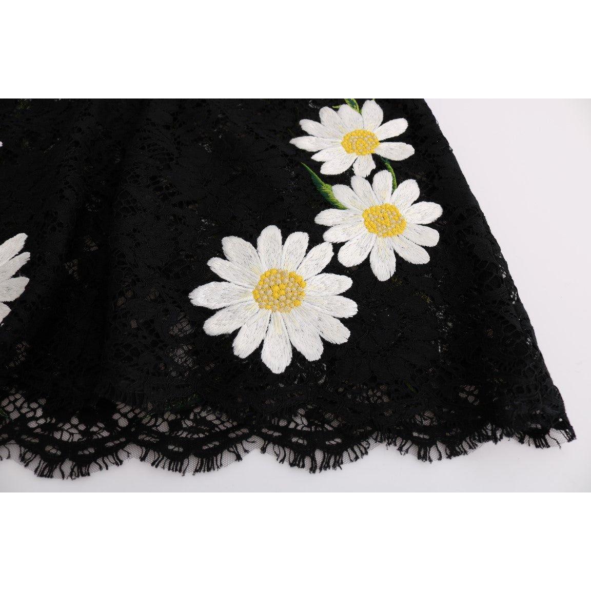 Dolce & Gabbana Black Floral Lace Chamomile Embroidered Dress Dolce & Gabbana Black