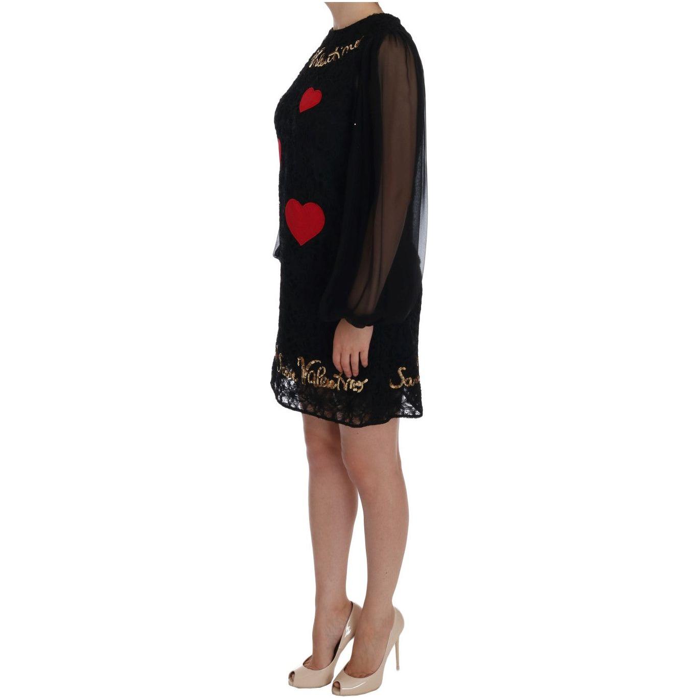 Dolce & Gabbana Black Lace Sequined Shift Dress Dolce & Gabbana Rosy Brown
