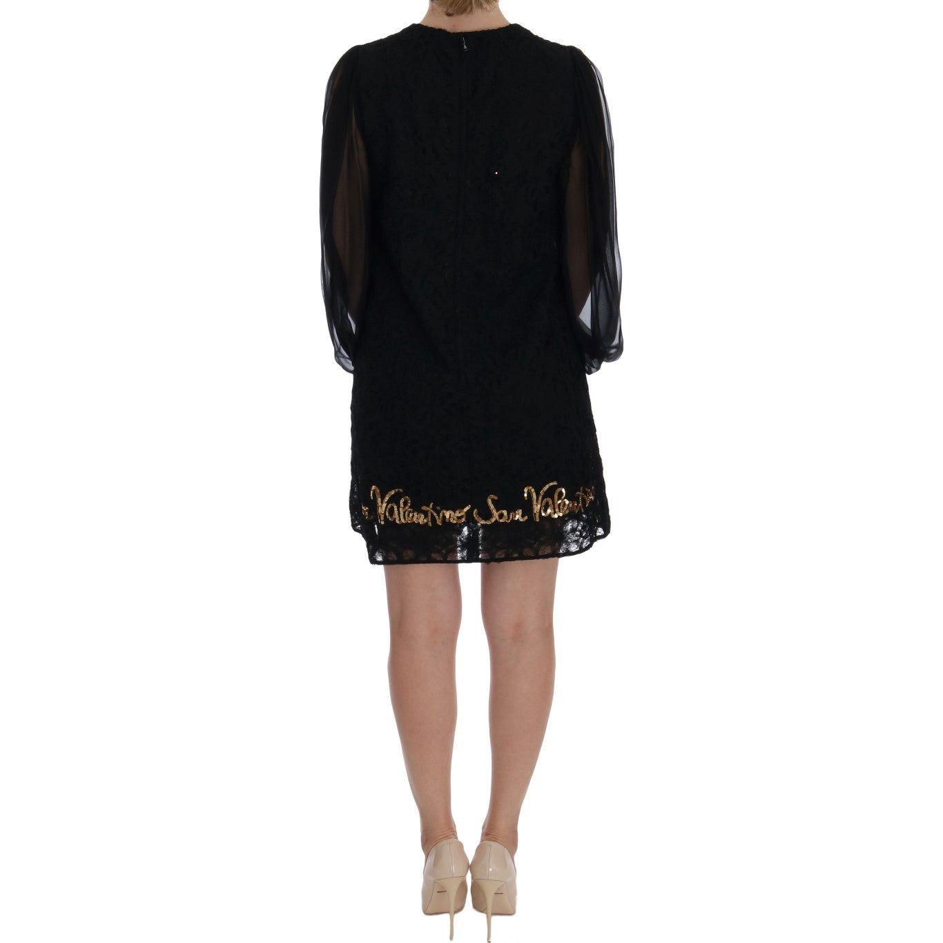 Dolce & Gabbana Black Lace Sequined Shift Dress Dolce & Gabbana Black