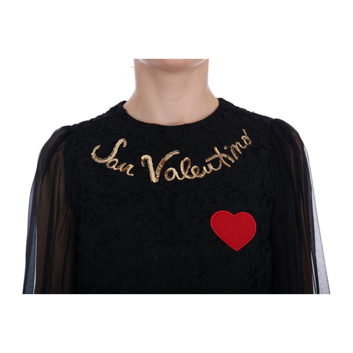 Dolce & Gabbana Black Lace Sequined Shift Dress Dolce & Gabbana Rosy Brown