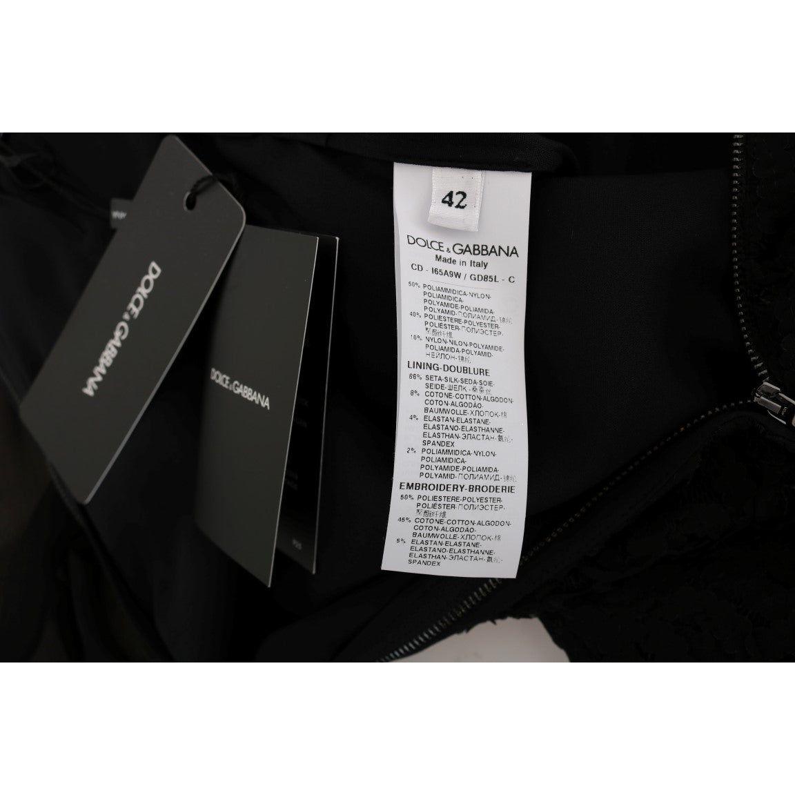 Dolce & Gabbana Black Lace Sequined Shift Dress Dolce & Gabbana Black