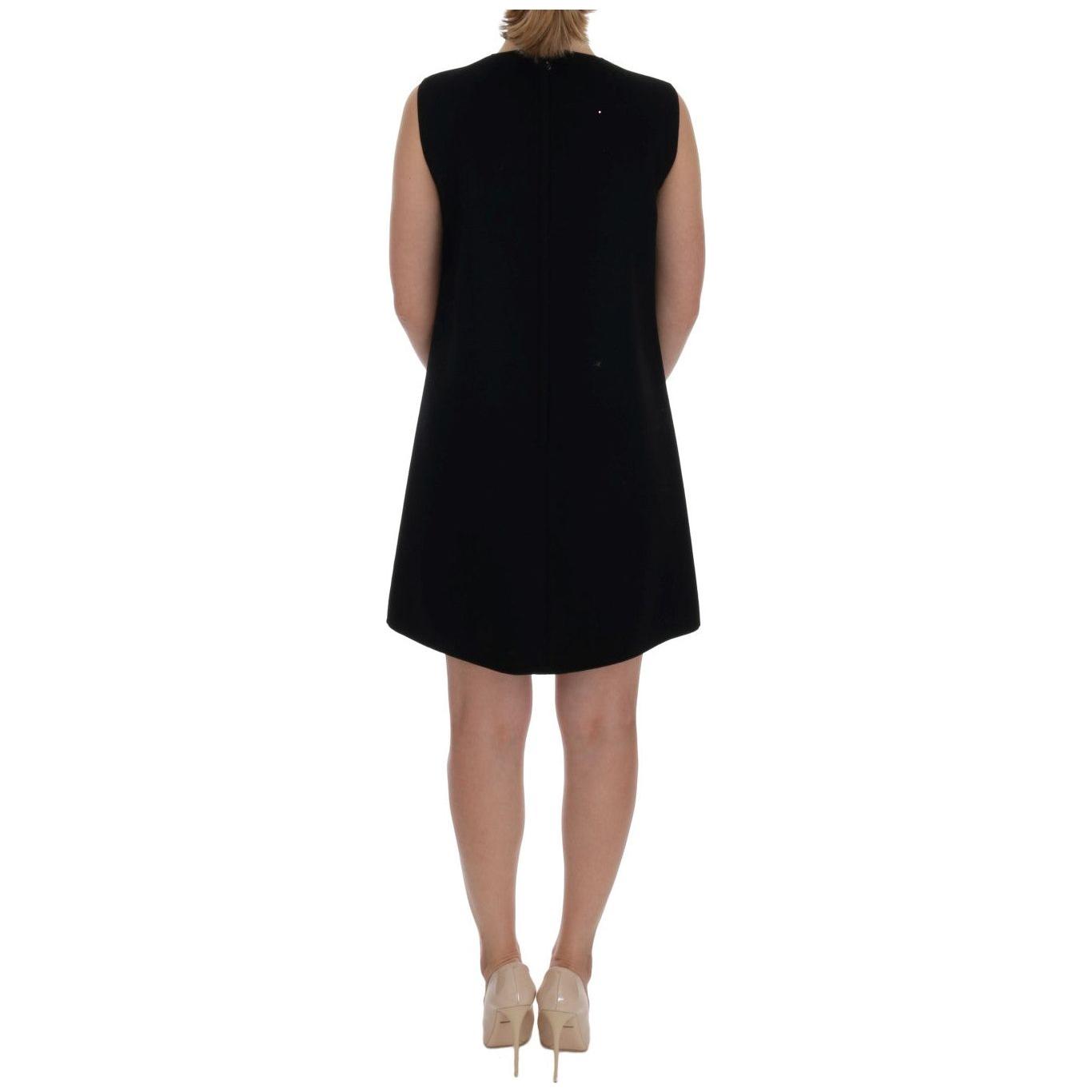 Dolce & Gabbana Black Wool Crystal Princess Dress Dolce & Gabbana Black
