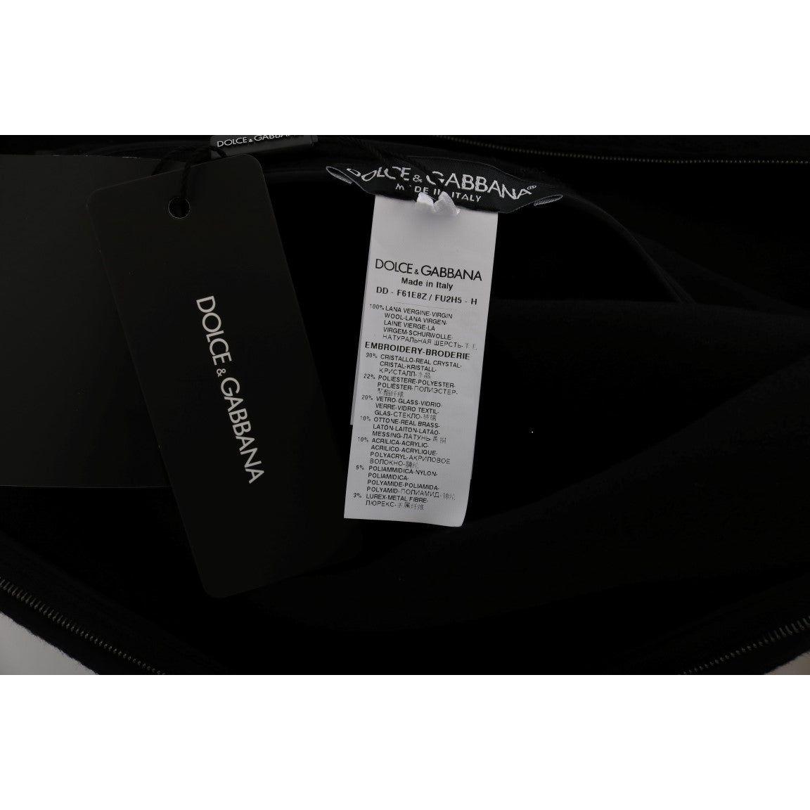 Dolce & Gabbana Black Wool Crystal Princess Dress Dolce & Gabbana Black