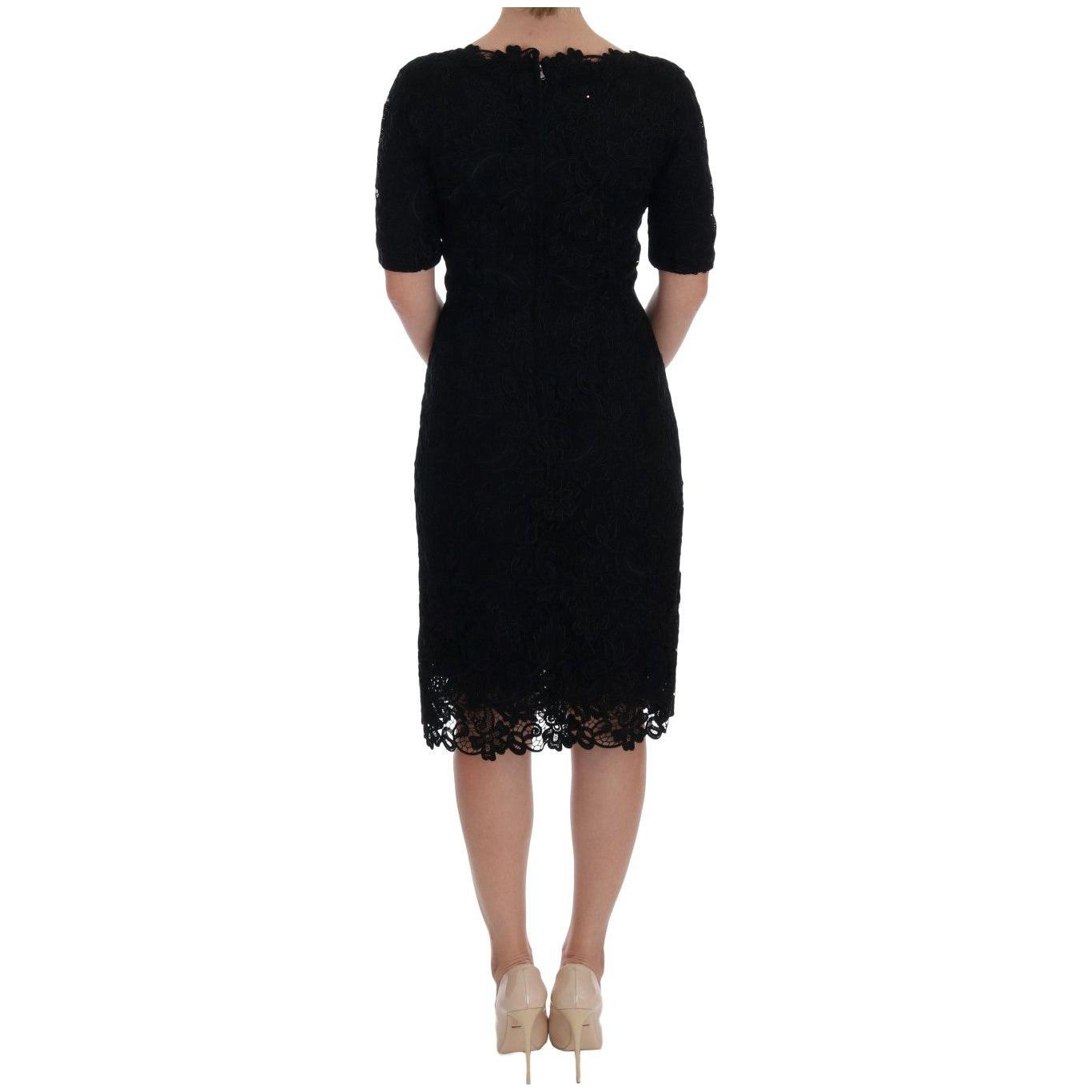 Dolce & Gabbana Elegant Black Knee-Length Sheath Dress Dolce & Gabbana Rosy Brown