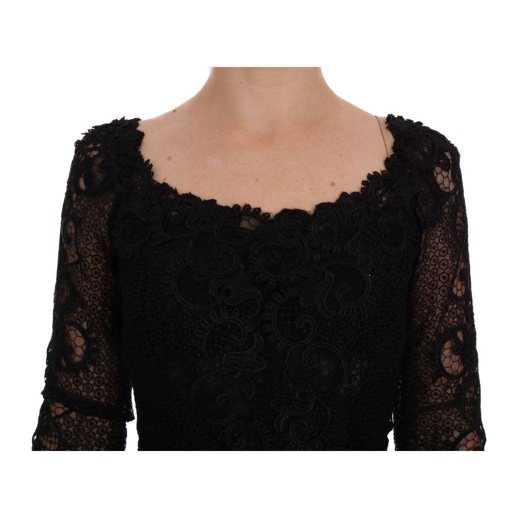 Dolce & Gabbana Elegant Full Length Black Sheath Maxi Dress Dolce & Gabbana Rosy Brown