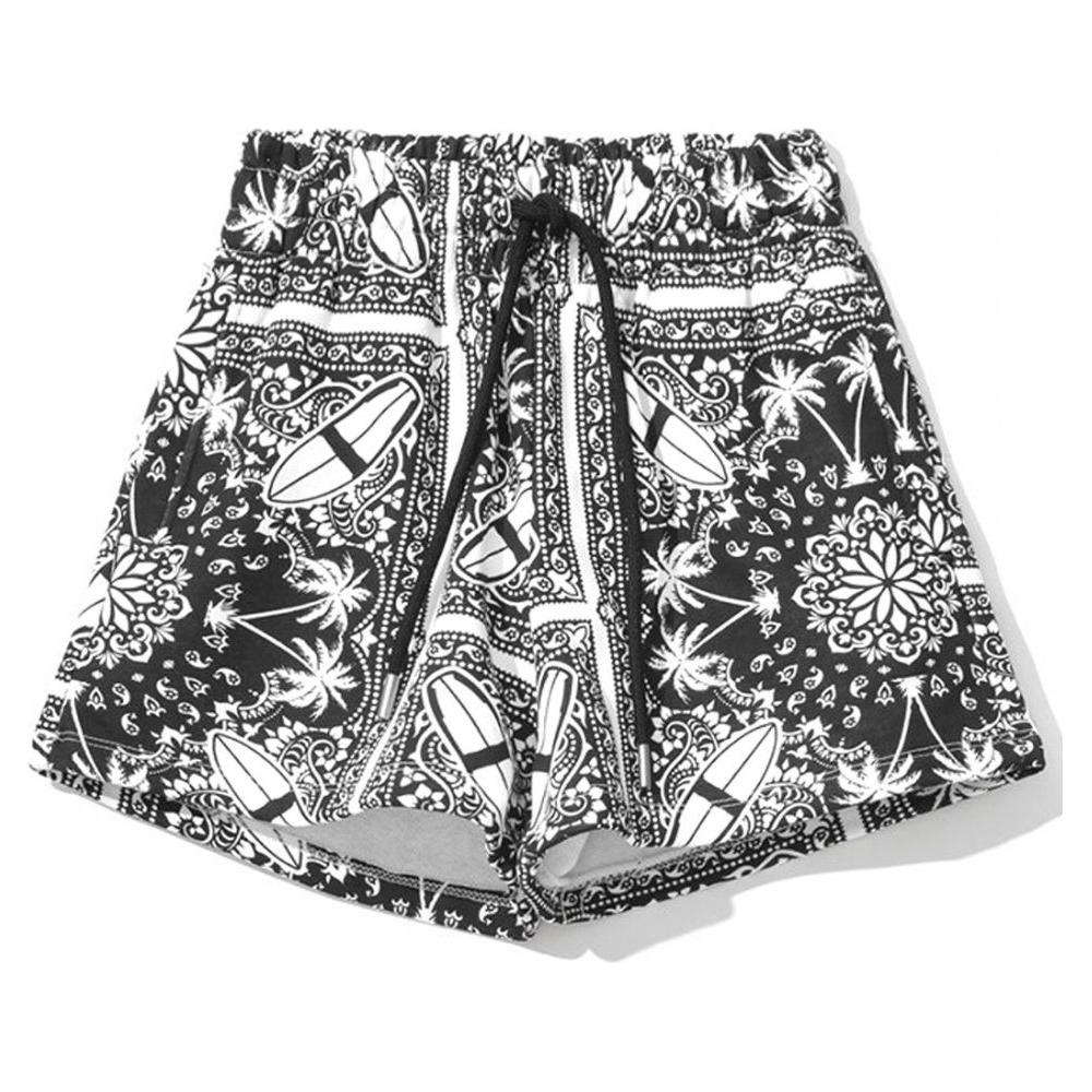 Comme Des Fuckdown Chic Monochrome Palms Cotton Shorts Comme Des Fuckdown Dark Slate Gray
