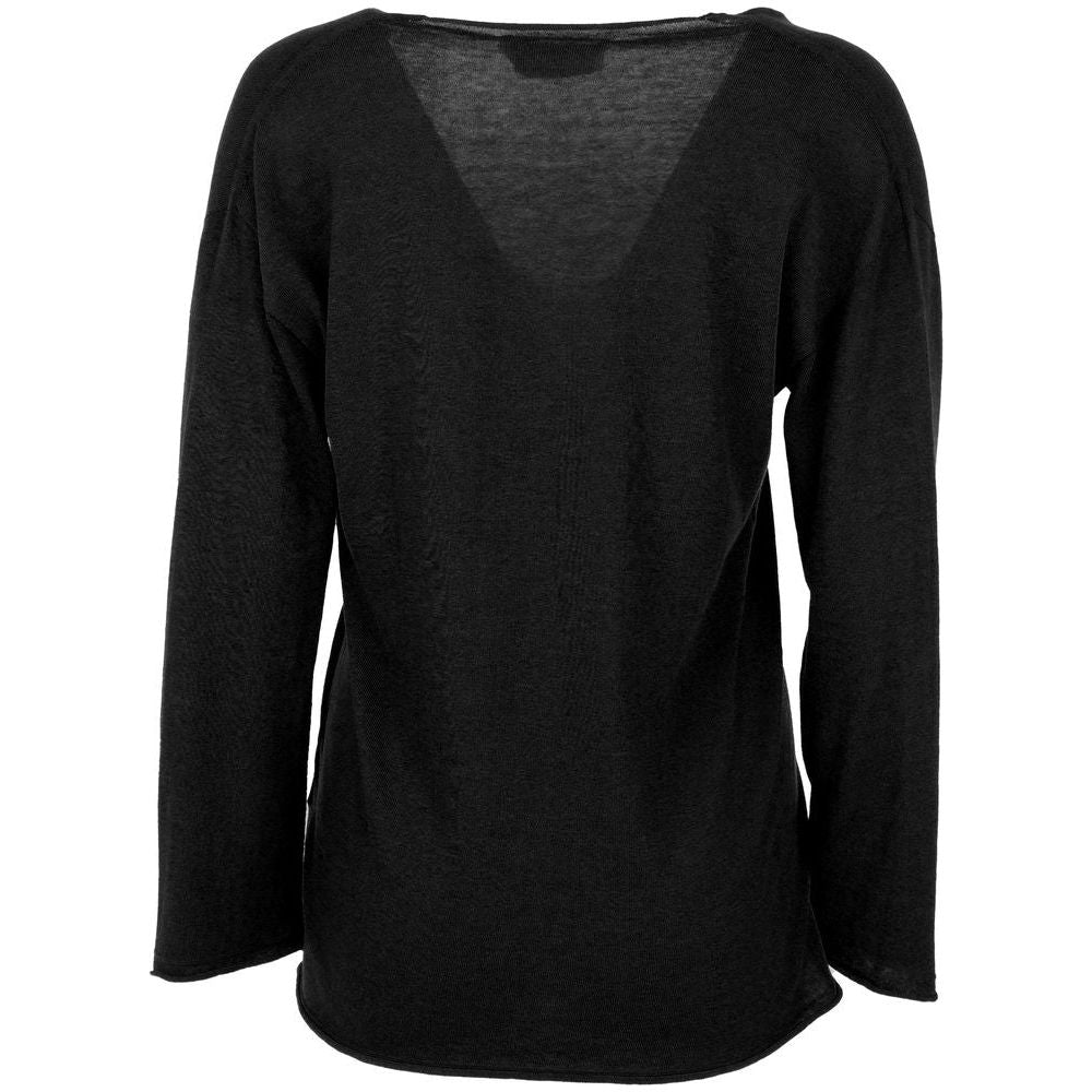 Alpha Studio Black Cotton Sweater Alpha Studio Black