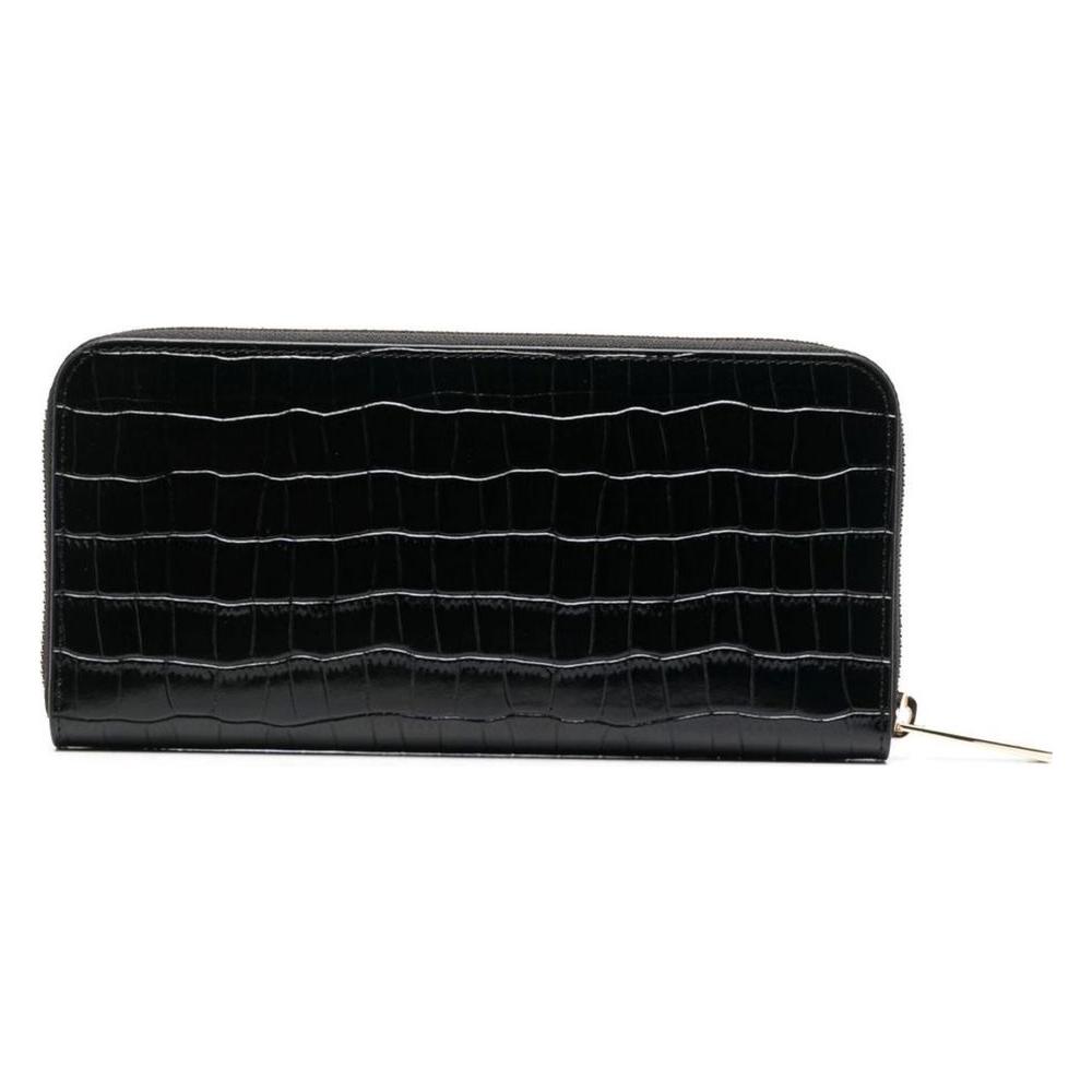 Baldinini Trend Elegant Croco Print Leather Wallet Baldinini Trend Black