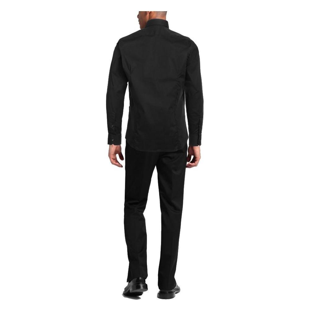 Aquascutum Elegant Black Cotton Shirt with Logo Embroidery Aquascutum Black