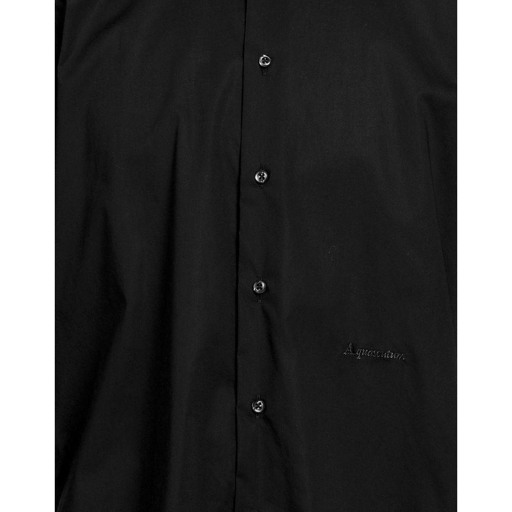 Aquascutum Elegant Black Cotton Shirt with Logo Embroidery Aquascutum Black