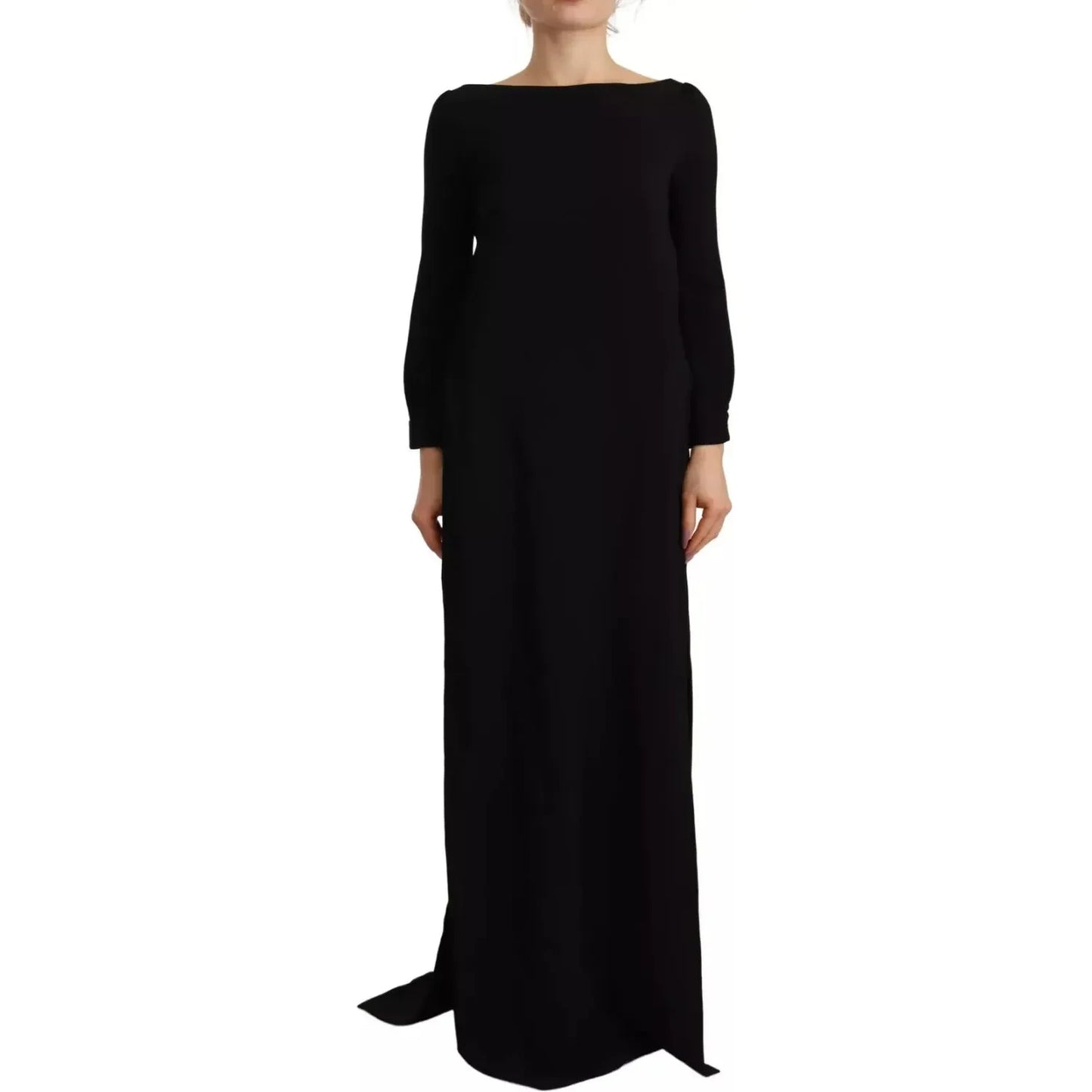 Dsquared² Black Long Sleeves Side Slit Floor Length Dress Dsquared² Black