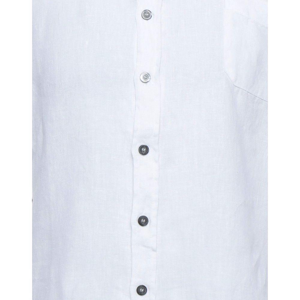 Alpha Studio Elegant White Linen Shirt for Men AL-11830-IT46 | S