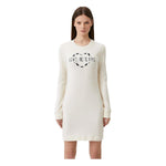 Love Moschino Chic White Cotton Blend Dress with Logo Accent LO-10961-IT40|S