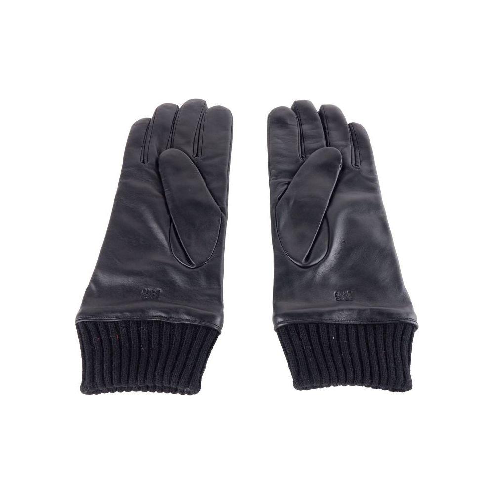 Cavalli Class Black Lambskin Men Glove Cavalli Class Dark Slate Gray