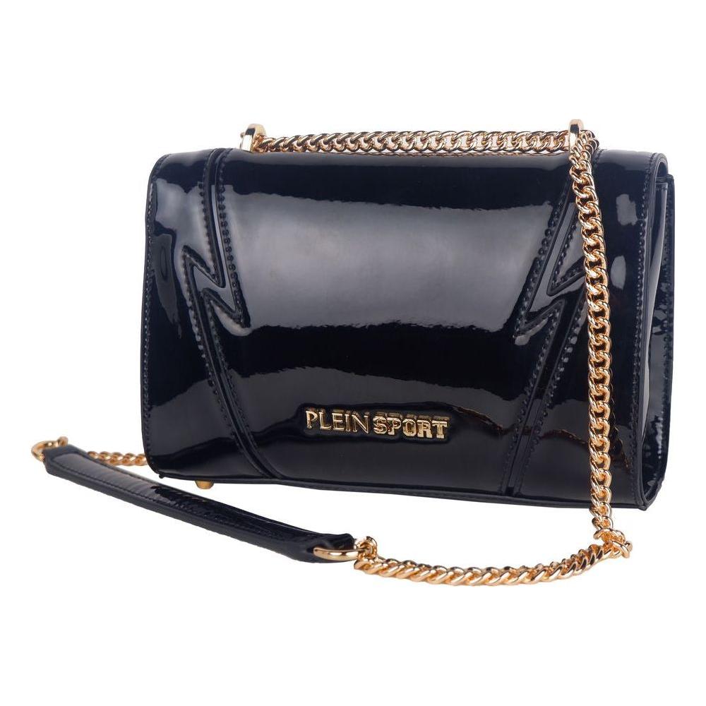 Plein Sport Chic Patent Effect Chain Shoulder Bag Plein Sport Dark Slate Gray