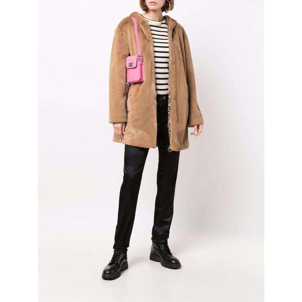 Love Moschino Beige Polyester Women Coat Love Moschino Misty Rose