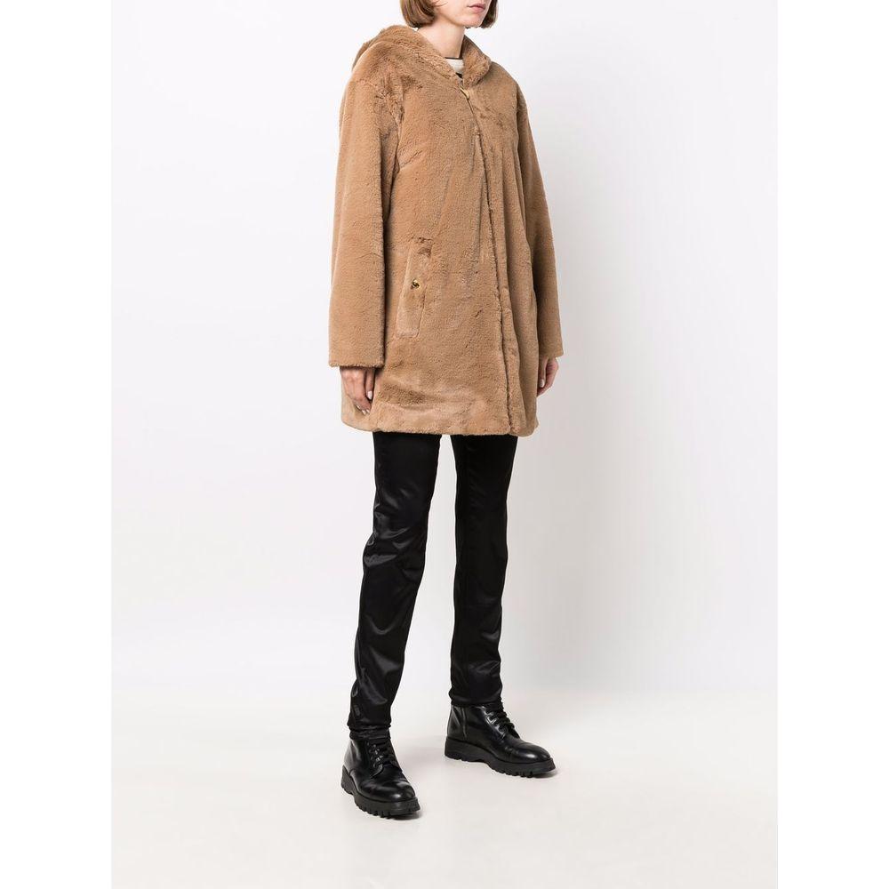 Love Moschino Beige Polyester Women Coat Love Moschino White Smoke