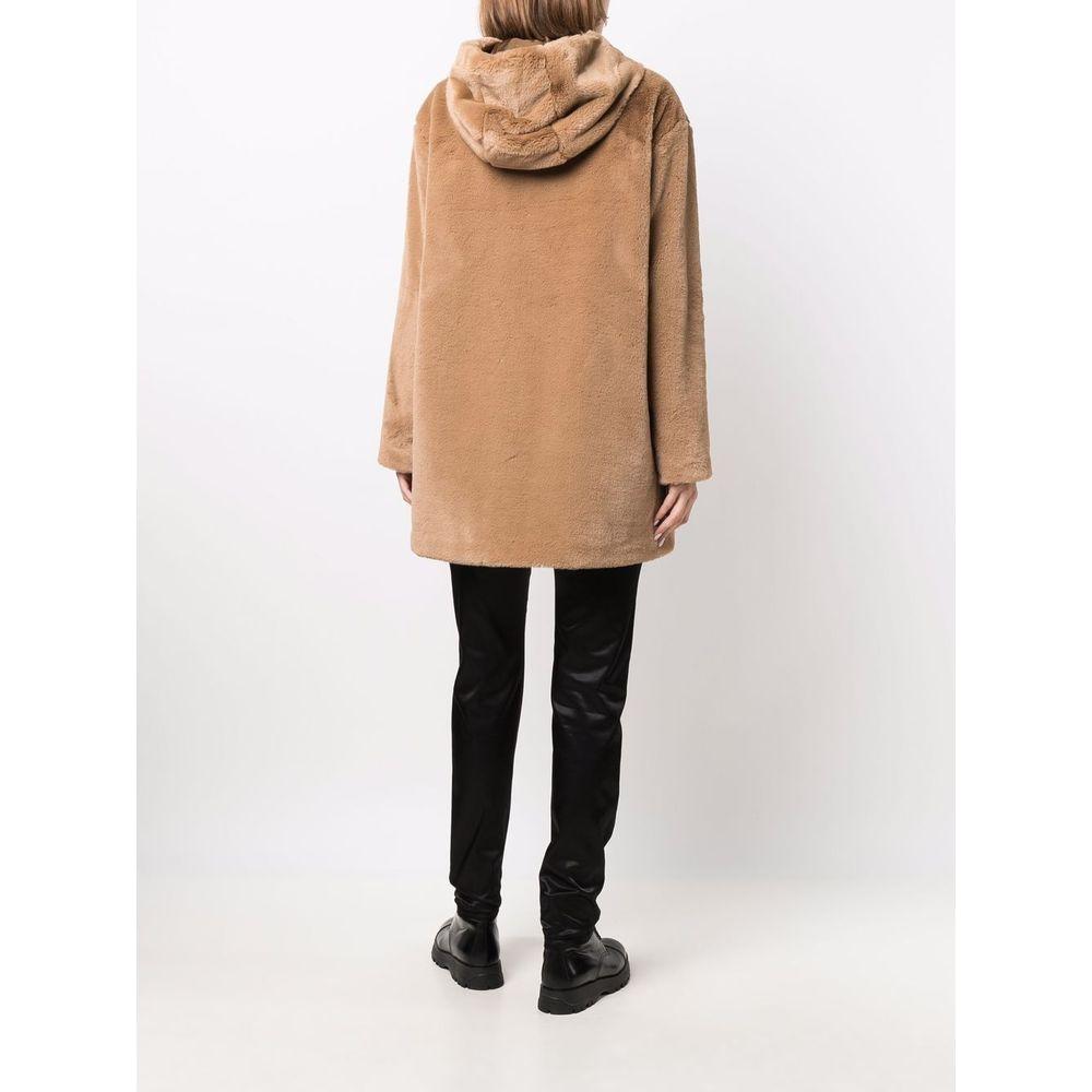 Love Moschino Beige Polyester Women Coat Love Moschino Antique White