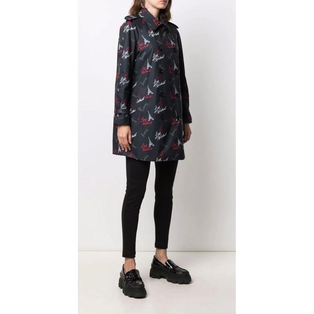 Love Moschino Black Polyester Women Coat Love Moschino Dark Slate Gray