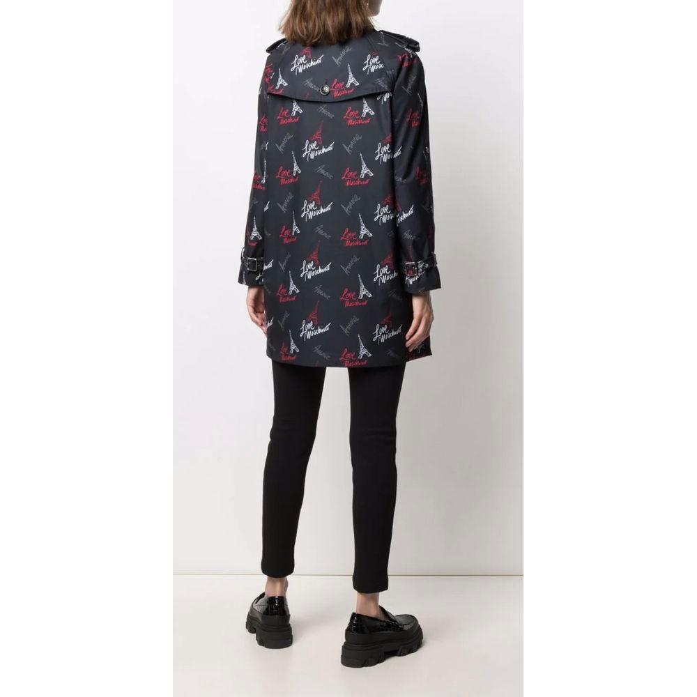 Love Moschino Black Polyester Women Coat Love Moschino Dark Slate Gray