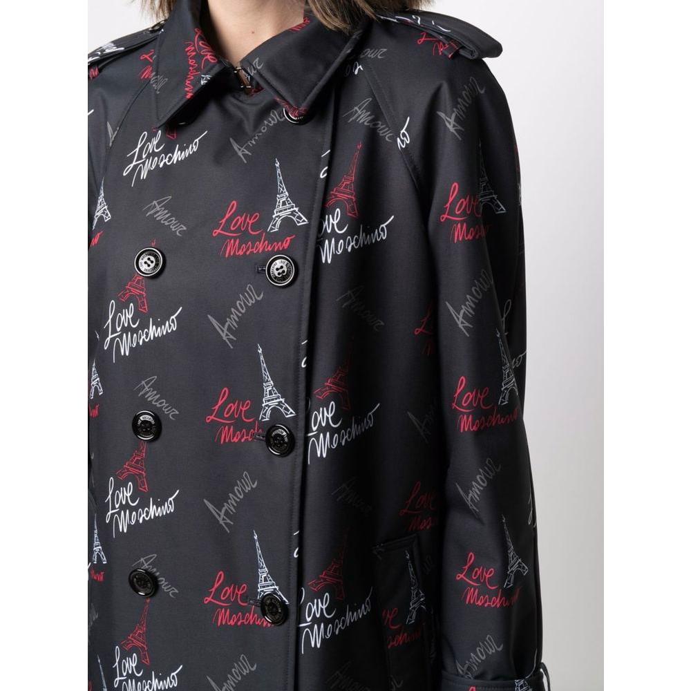 Love Moschino Black Polyester Women Coat Love Moschino Dark Slate Gray