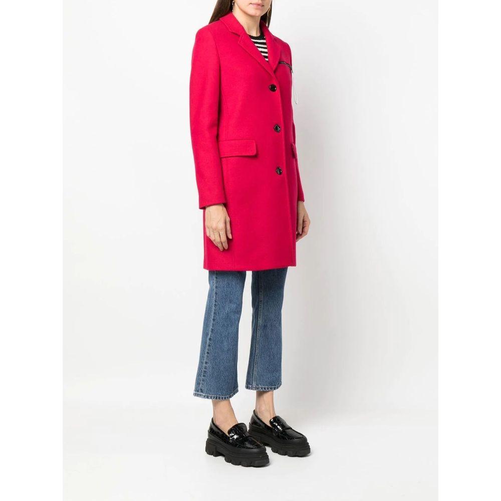 Love Moschino Chic Pink Woolen Coat with Logo Details Love Moschino White Smoke