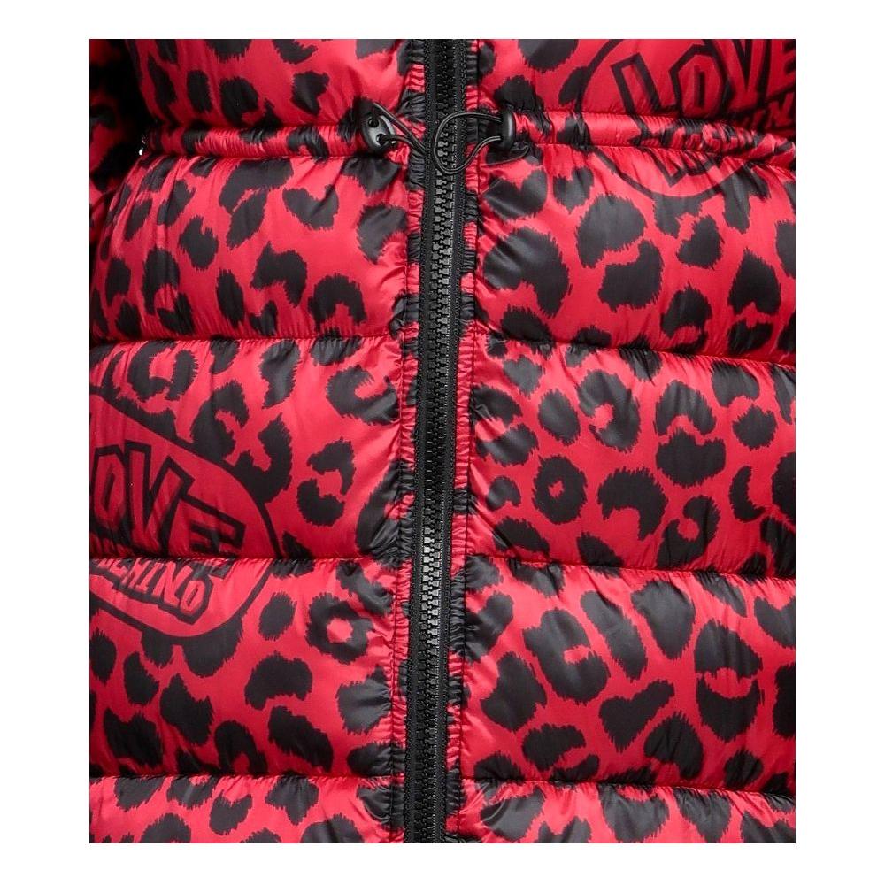 Love Moschino Chic Leopard Print Long Down Jacket Love Moschino Dark Slate Gray