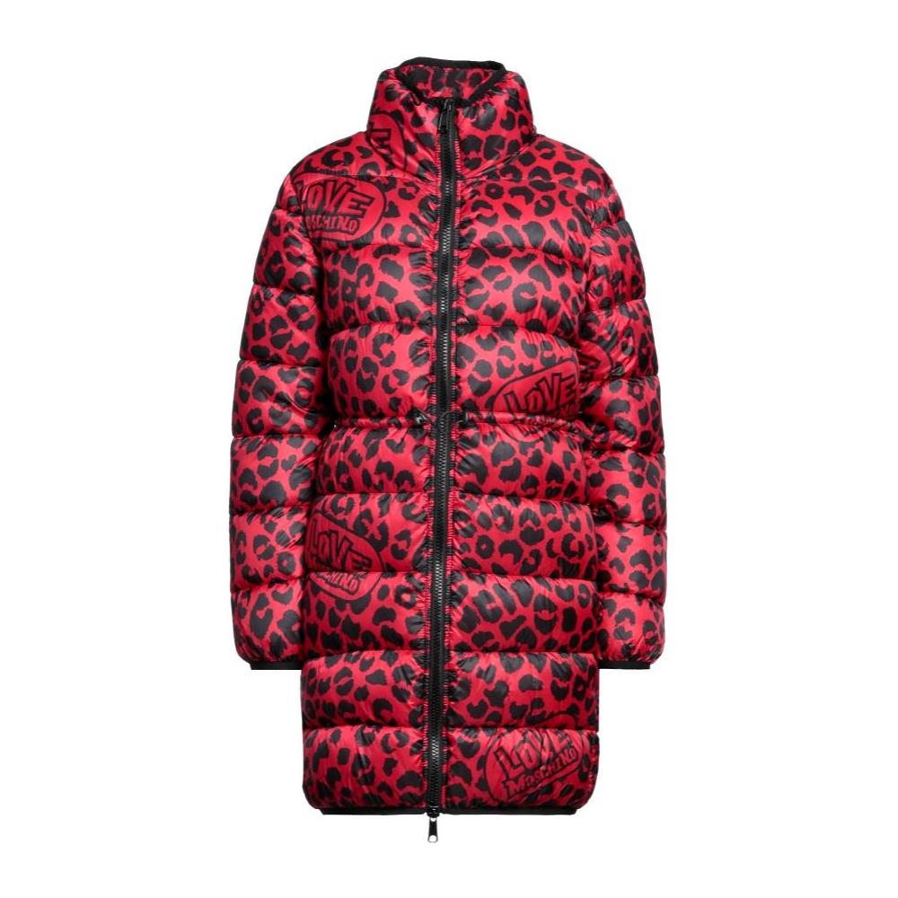 Love Moschino Chic Leopard Print Long Down Jacket Love Moschino Dark Slate Gray