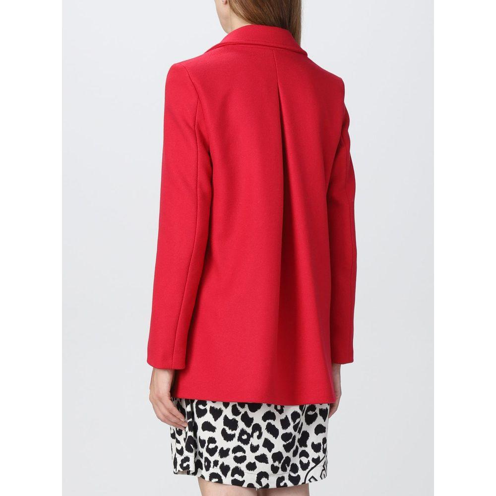 Love Moschino Chic Pink Wool Blend Jacket Love Moschino Firebrick