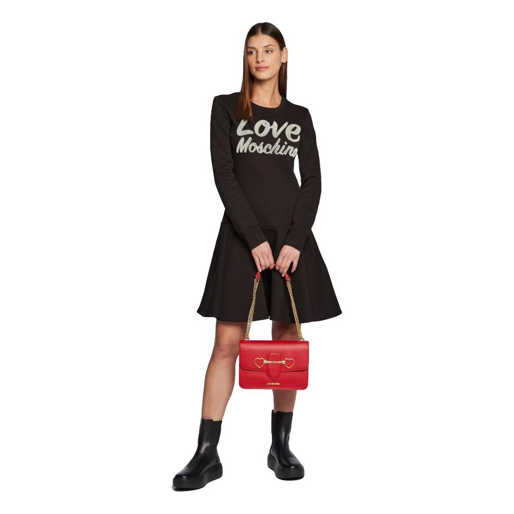 Love Moschino Chic Embossed Logo Cotton Blend Dress Love Moschino Rosy Brown