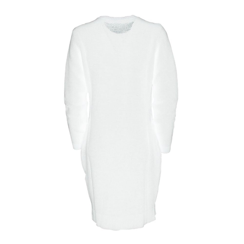 Love Moschino Chic Heart Pattern Knit Dress in White LO-10228-IT44|L