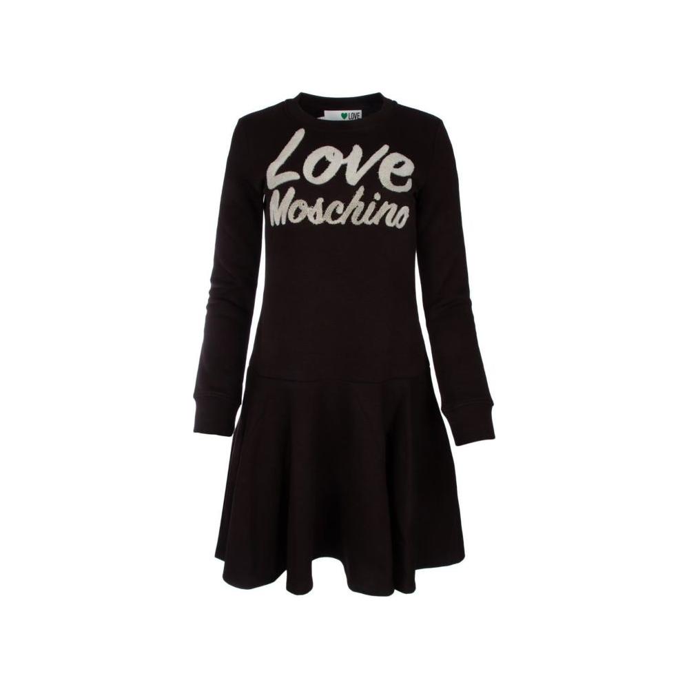 Love Moschino Chic Embossed Logo Cotton Blend Dress Love Moschino Black
