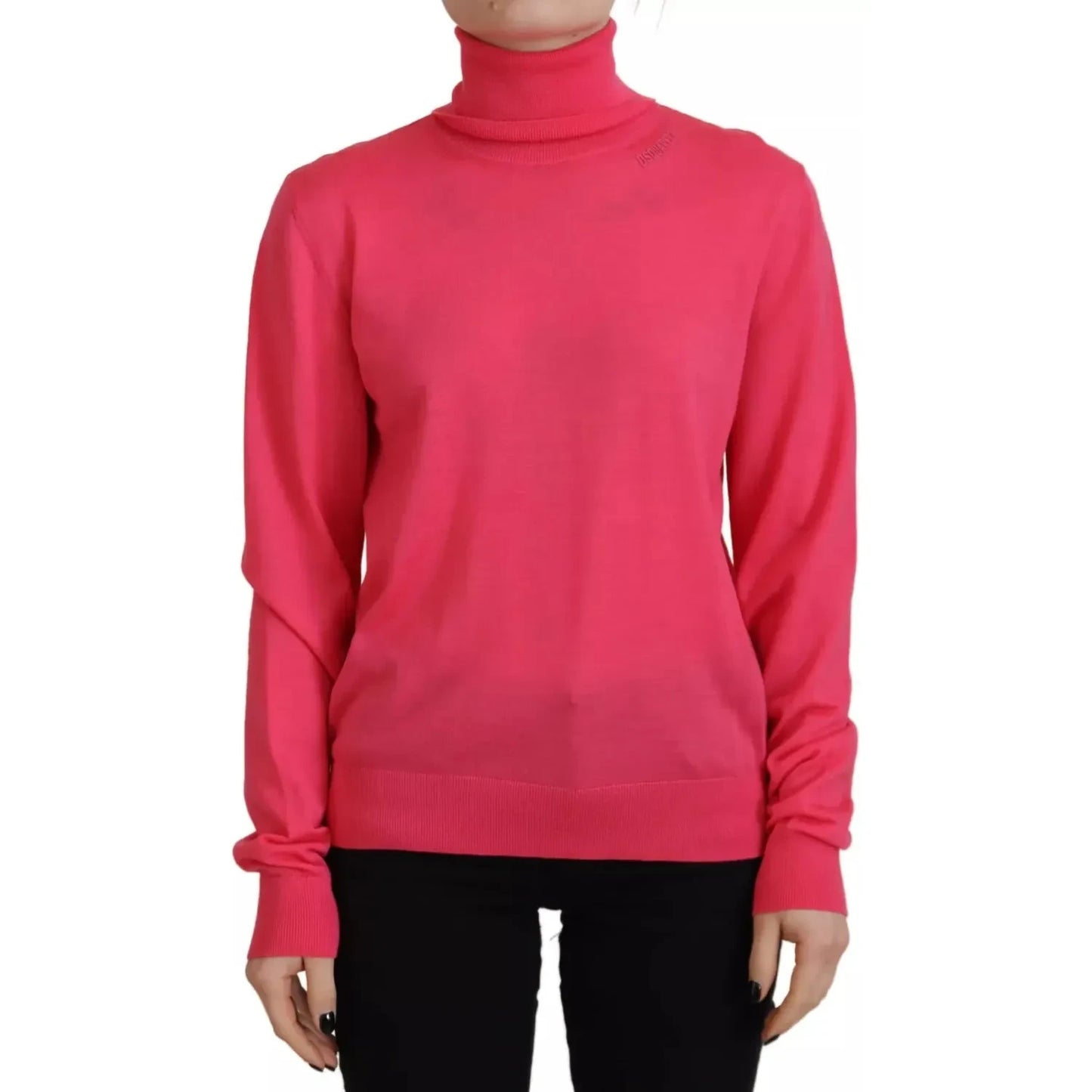 Dsquared² Pink Solid Long Sleeve Turtle Neck Casual Sweater Dsquared² Maroon