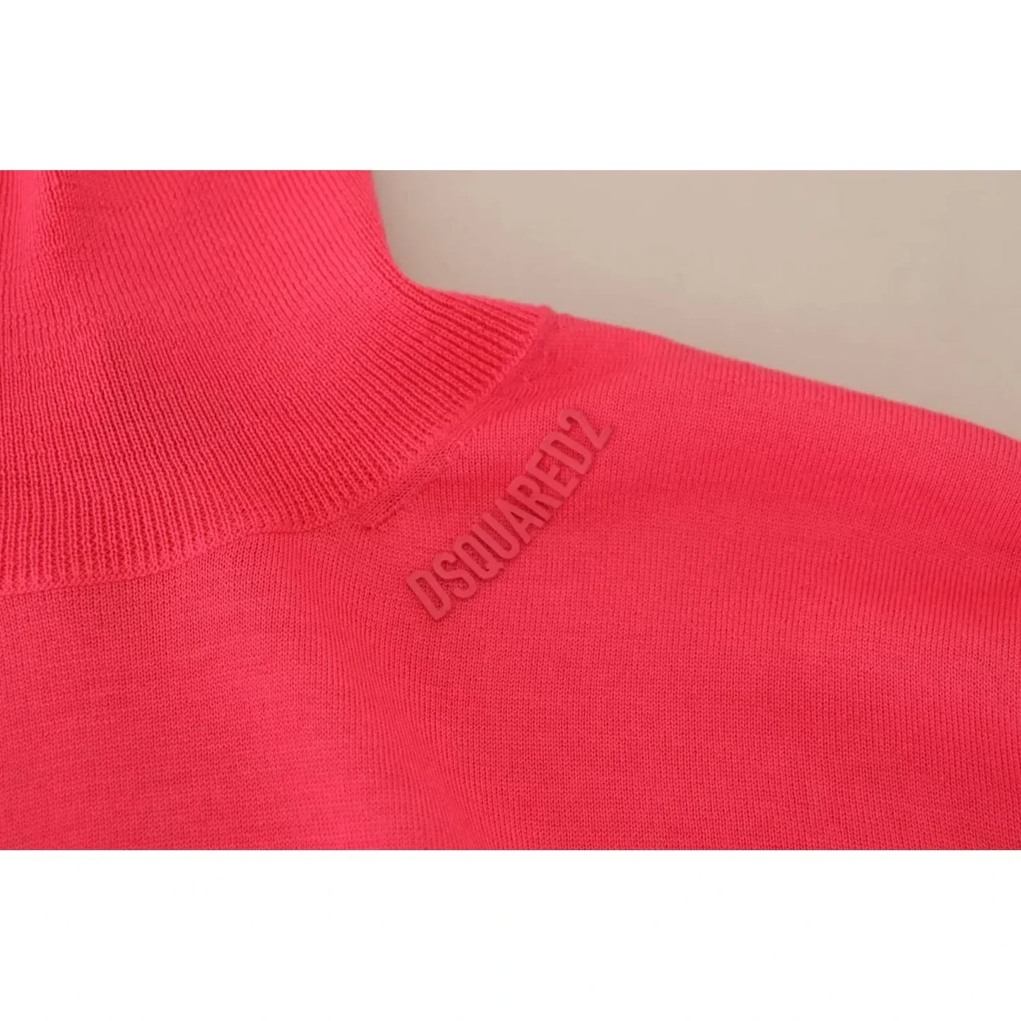 Dsquared² Pink Solid Long Sleeve Turtle Neck Casual Sweater Dsquared² Tomato
