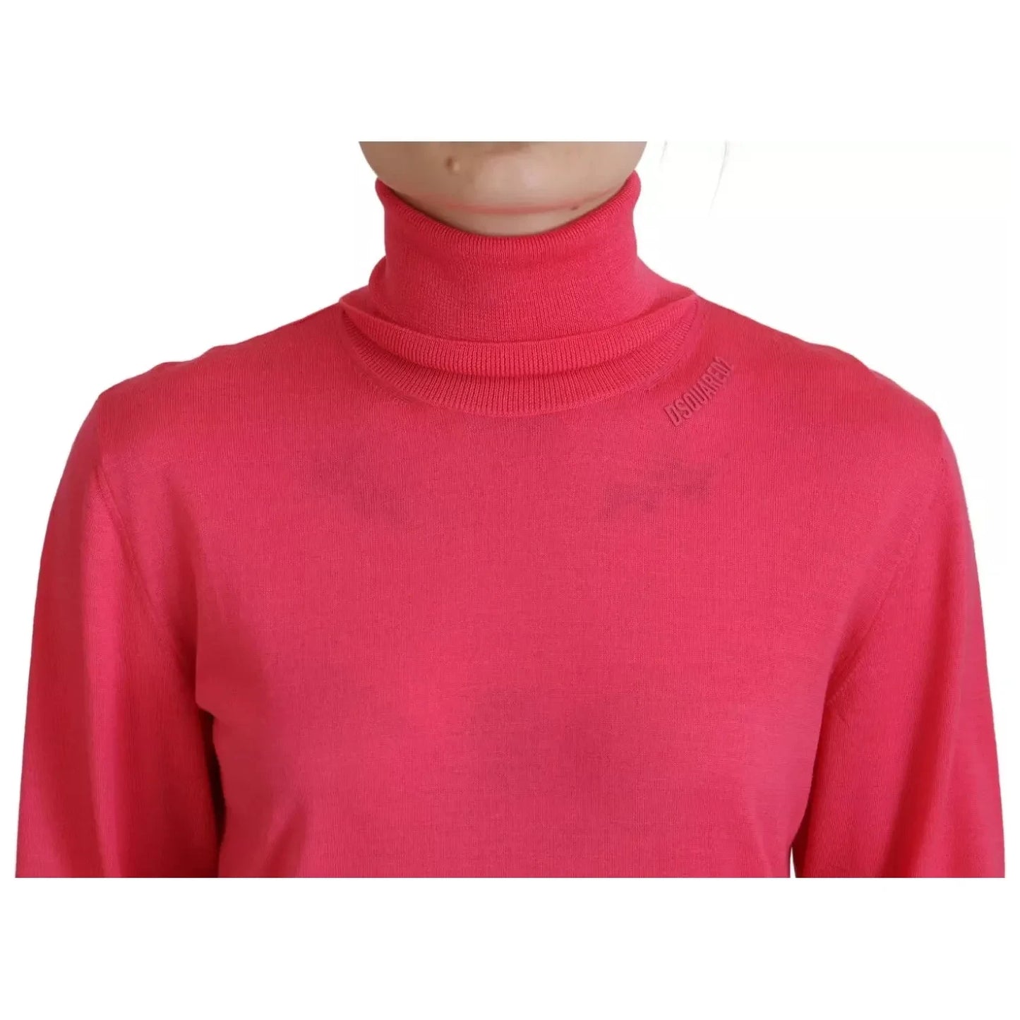 Dsquared² Pink Solid Long Sleeve Turtle Neck Casual Sweater Dsquared² Maroon