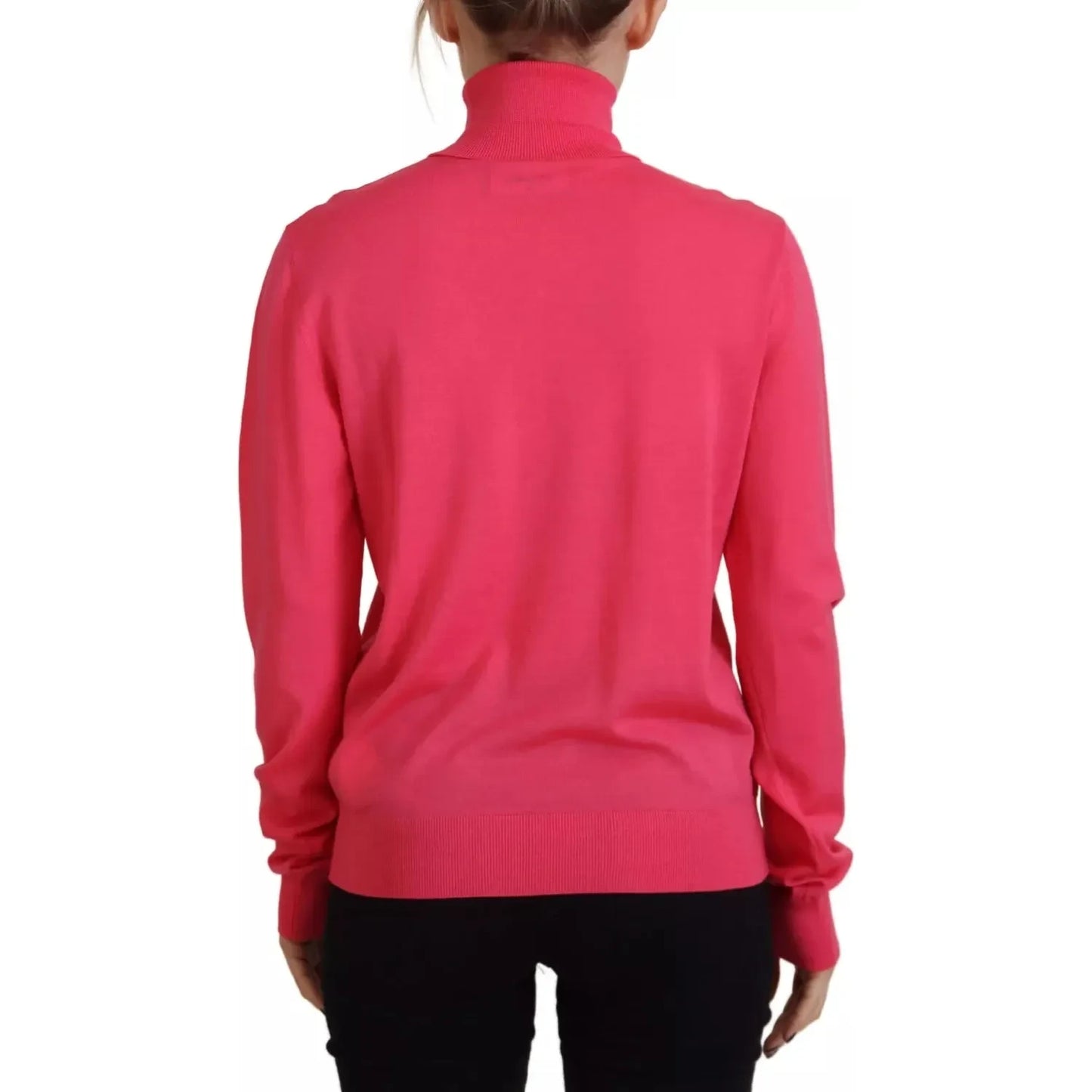 Dsquared² Pink Solid Long Sleeve Turtle Neck Casual Sweater Dsquared² Maroon
