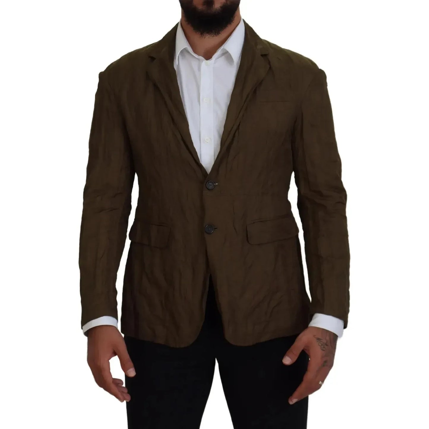 Dsquared² Green Single Breasted Men Coat Blazer Jacket Dsquared² Black