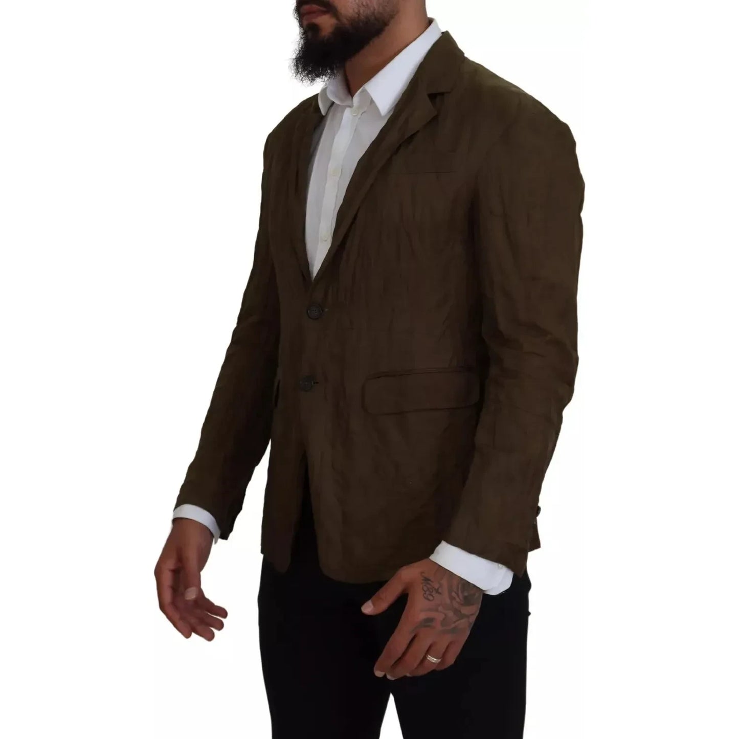 Dsquared² Green Single Breasted Men Coat Blazer Jacket Dsquared² Black
