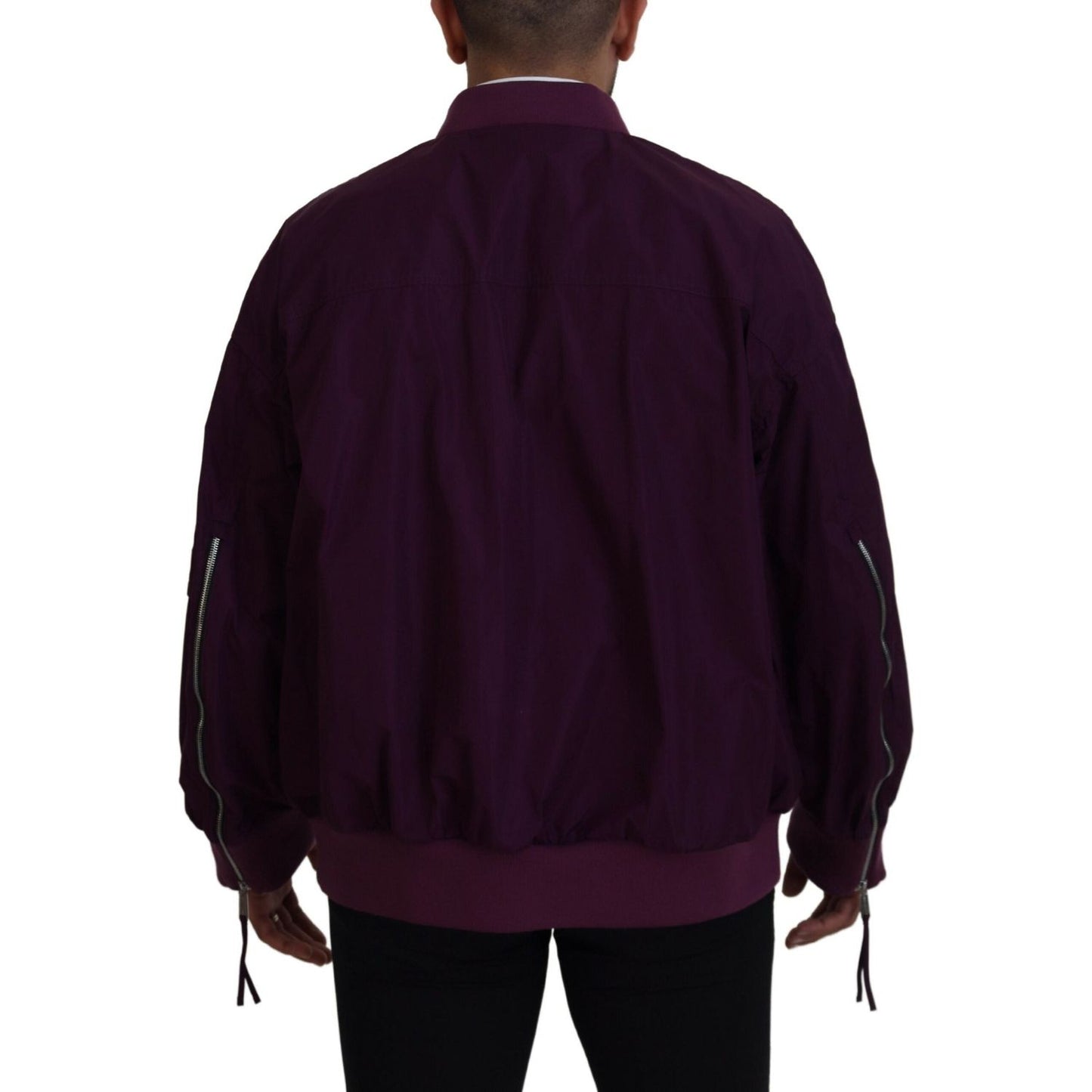 Dsquared² Purple Polyester Full Zipper Bomber Jacket Dsquared² Black