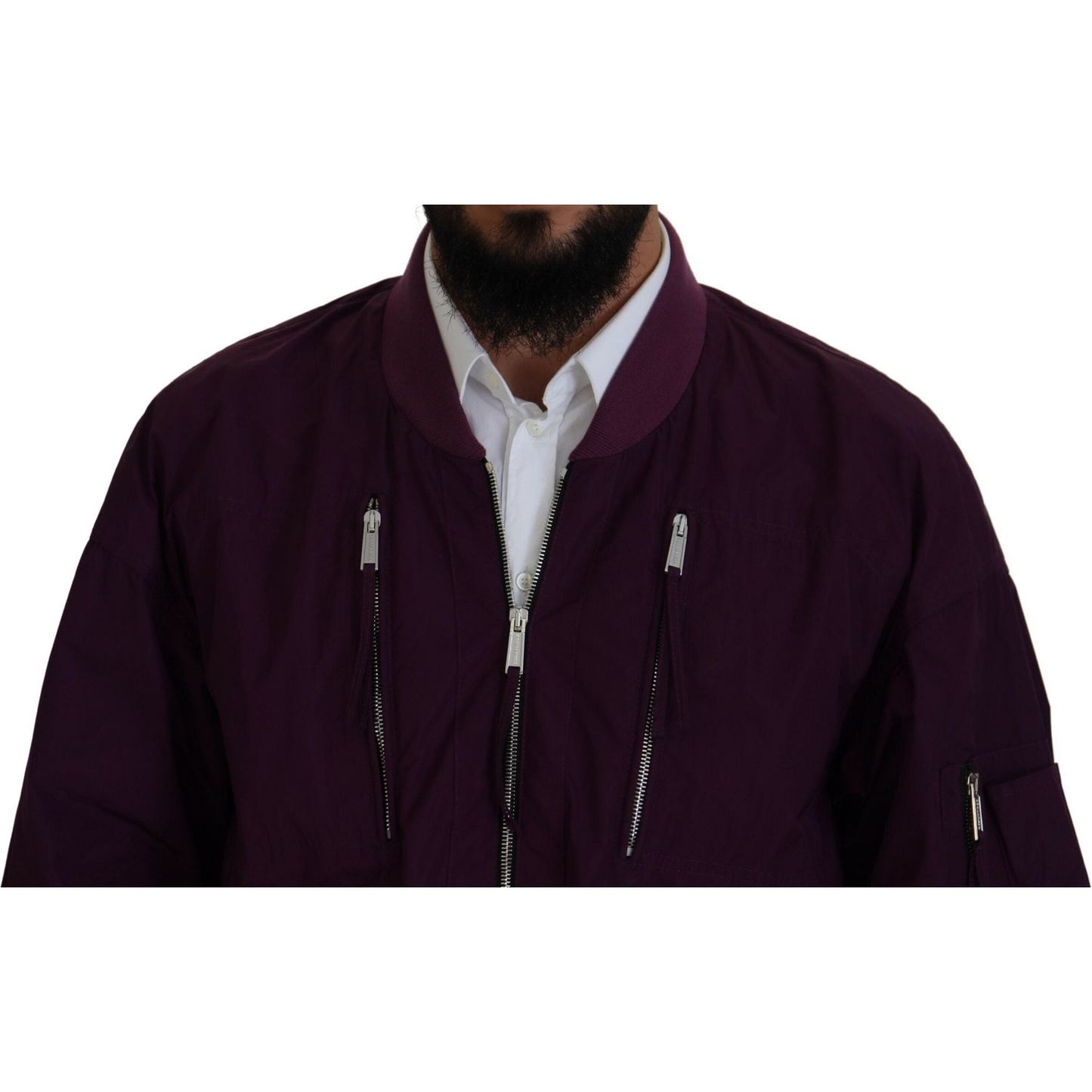 Dsquared² Purple Polyester Full Zipper Bomber Jacket Dsquared² Black