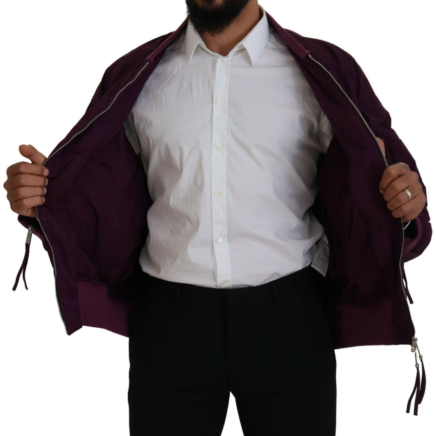 Dsquared² Purple Polyester Full Zipper Bomber Jacket Dsquared² Gray