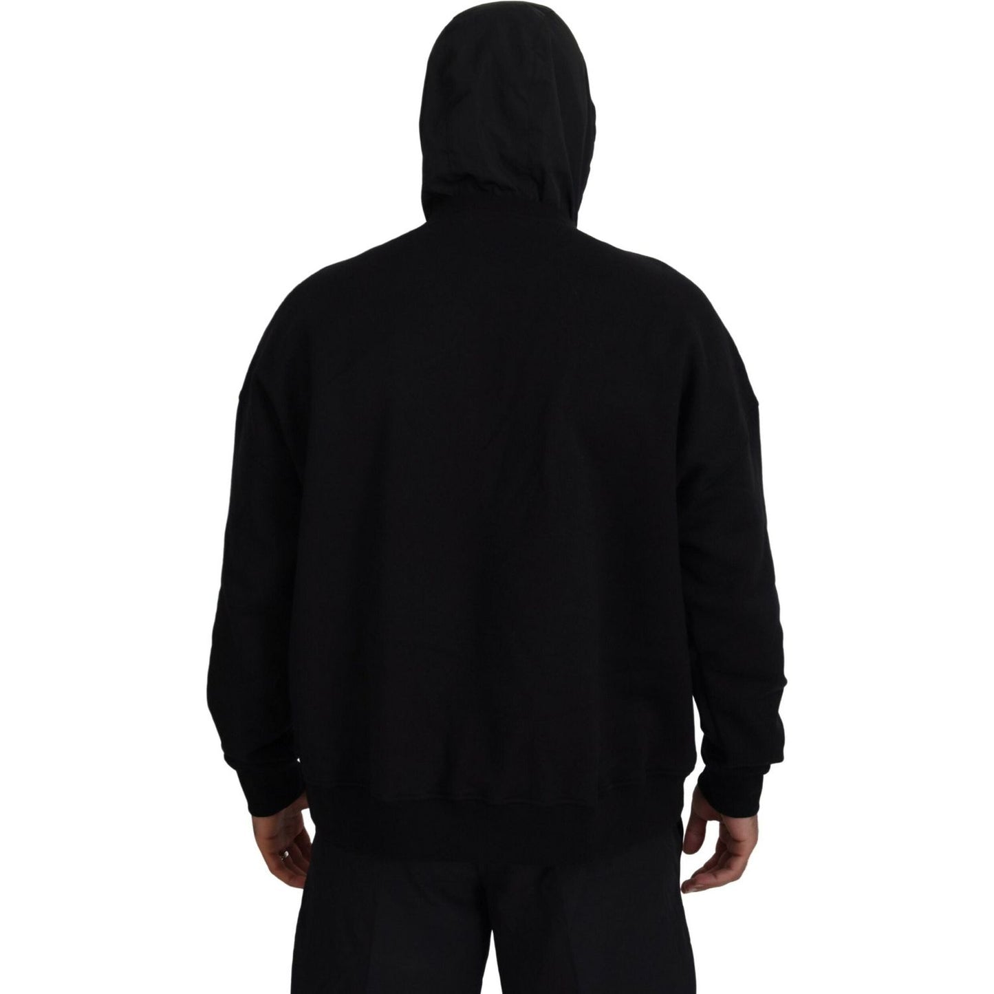Dsquared² Black Cotton Hooded Printed Pullover Sweater Dsquared² Black