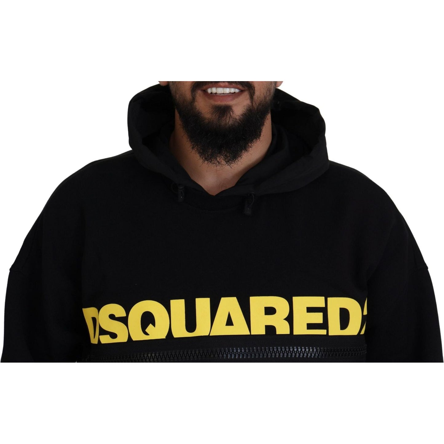 Dsquared² Black Cotton Hooded Printed Pullover Sweater Dsquared² Black